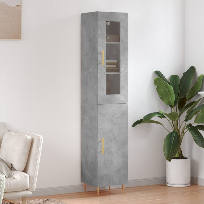 vidaXL Highboard Concrete Grey 34.5x34x180 cm Engineered Wood