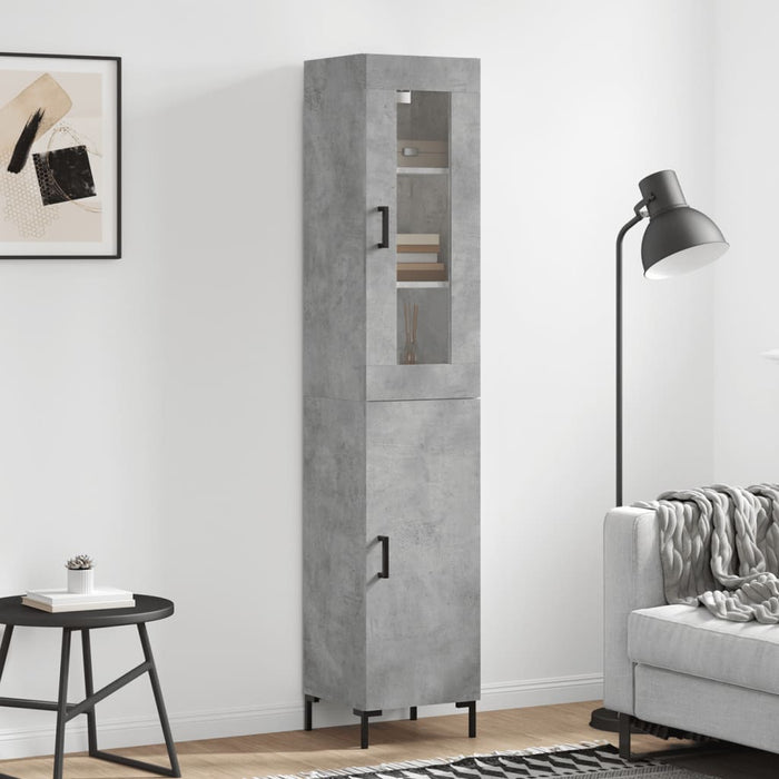 vidaXL Highboard Concrete Grey 34.5x34x180 cm Engineered Wood