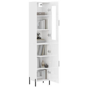 vidaXL Highboard High Gloss White 34.5x34x180 cm Engineered Wood