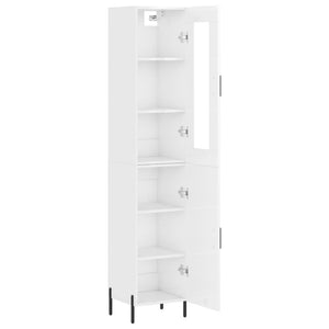 vidaXL Highboard High Gloss White 34.5x34x180 cm Engineered Wood