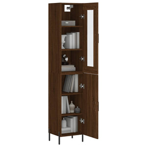 vidaXL Highboard Brown Oak 34.5x34x180 cm Engineered Wood