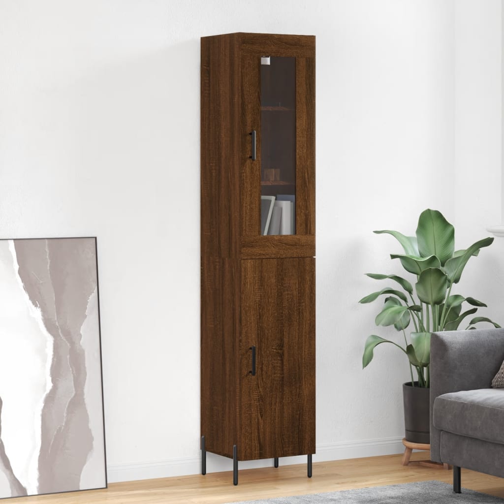 vidaXL Highboard Brown Oak 34.5x34x180 cm Engineered Wood