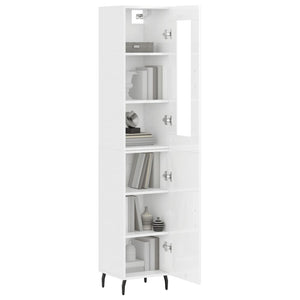 vidaXL Highboard High Gloss White 34.5x34x180 cm Engineered Wood