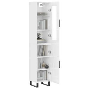 vidaXL Highboard High Gloss White 34.5x34x180 cm Engineered Wood