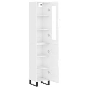 vidaXL Highboard High Gloss White 34.5x34x180 cm Engineered Wood