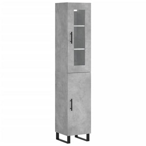 vidaXL Highboard Concrete Grey 34.5x34x180 cm Engineered Wood