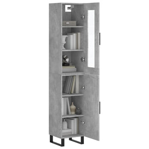 vidaXL Highboard Concrete Grey 34.5x34x180 cm Engineered Wood