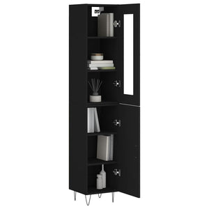 vidaXL Highboard Black 34.5x34x180 cm Engineered Wood