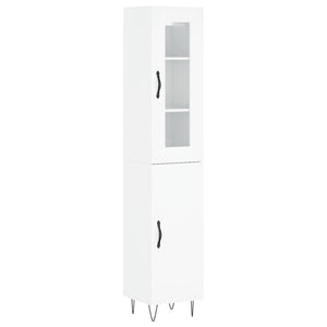 vidaXL Highboard High Gloss White 34.5x34x180 cm Engineered Wood