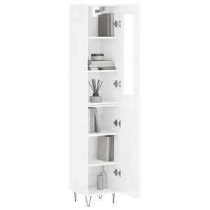 vidaXL Highboard High Gloss White 34.5x34x180 cm Engineered Wood