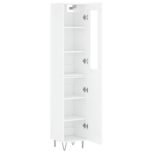 vidaXL Highboard High Gloss White 34.5x34x180 cm Engineered Wood