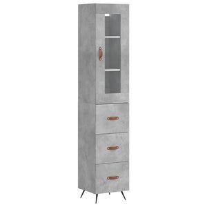 vidaXL Highboard Concrete Grey 34.5x34x180 cm Engineered Wood