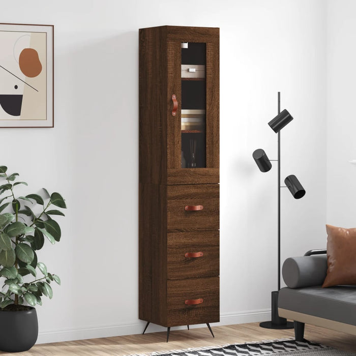 vidaXL Highboard Brown Oak 34.5x34x180 cm Engineered Wood