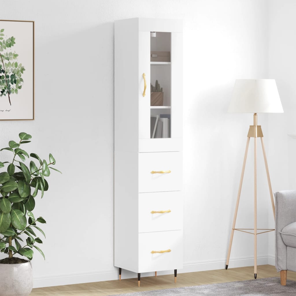 vidaXL Highboard White 34.5x34x180 cm Engineered Wood