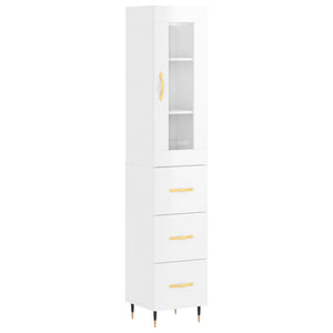 vidaXL Highboard High Gloss White 34.5x34x180 cm Engineered Wood