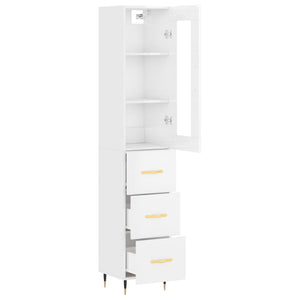 vidaXL Highboard High Gloss White 34.5x34x180 cm Engineered Wood