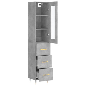 vidaXL Highboard Concrete Grey 34.5x34x180 cm Engineered Wood