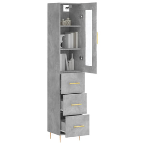 vidaXL Highboard Concrete Grey 34.5x34x180 cm Engineered Wood