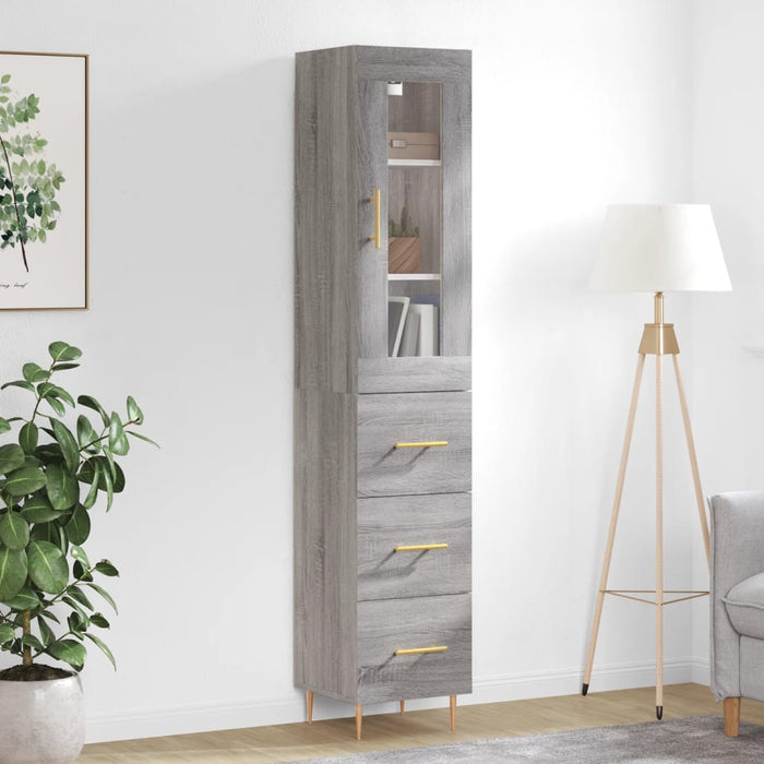 vidaXL Highboard Grey Sonoma 34.5x34x180 cm Engineered Wood