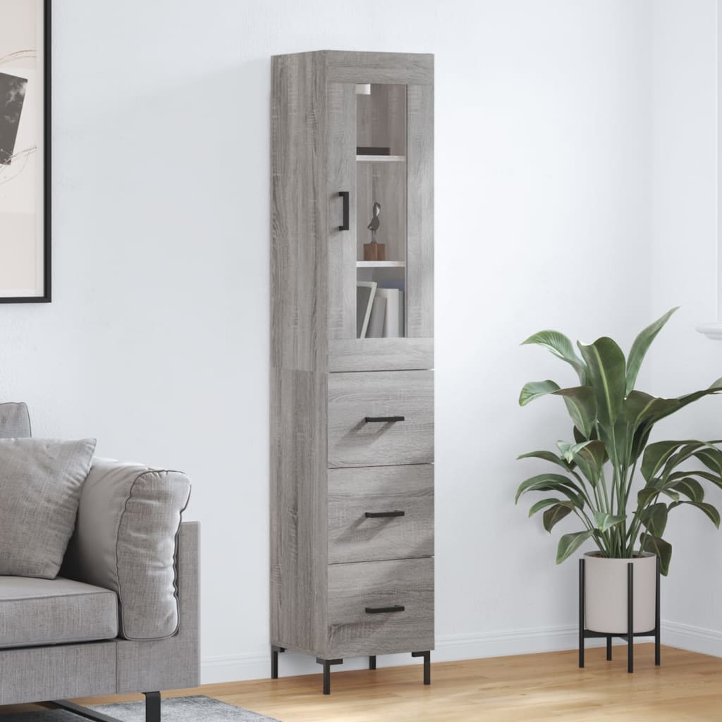 vidaXL Highboard Grey Sonoma 34.5x34x180 cm Engineered Wood