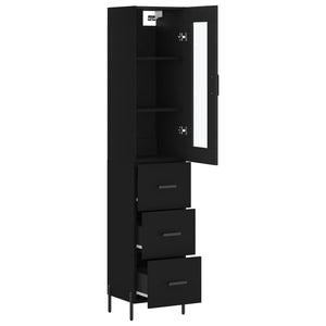 vidaXL Highboard Black 34.5x34x180 cm Engineered Wood