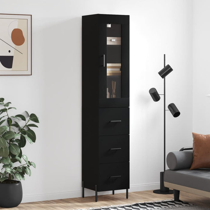 vidaXL Highboard Black 34.5x34x180 cm Engineered Wood