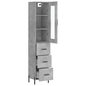 vidaXL Highboard Concrete Grey 34.5x34x180 cm Engineered Wood