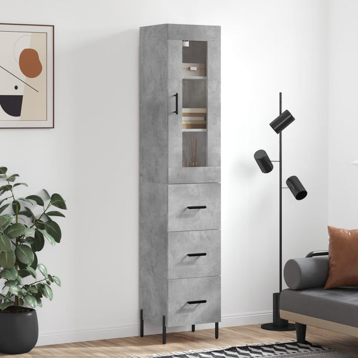 vidaXL Highboard Concrete Grey 34.5x34x180 cm Engineered Wood