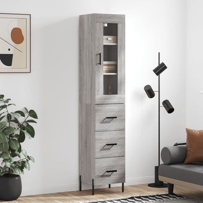 vidaXL Highboard Grey Sonoma 34.5x34x180 cm Engineered Wood