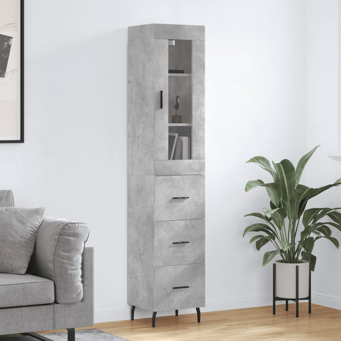 vidaXL Highboard Concrete Grey 34.5x34x180 cm Engineered Wood