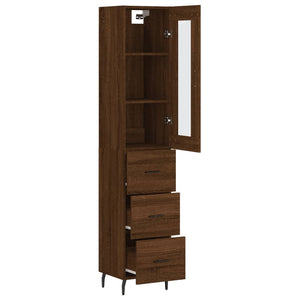 vidaXL Highboard Brown Oak 34.5x34x180 cm Engineered Wood