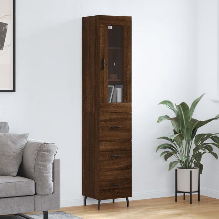 vidaXL Highboard Brown Oak 34.5x34x180 cm Engineered Wood