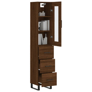 vidaXL Highboard Brown Oak 34.5x34x180 cm Engineered Wood