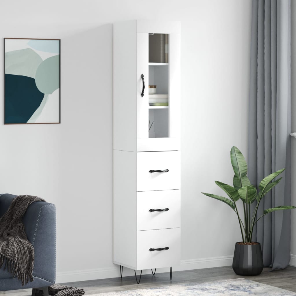 vidaXL Highboard White 34.5x34x180 cm Engineered Wood