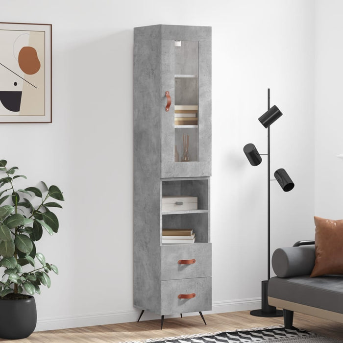 vidaXL Highboard Concrete Grey 34.5x34x180 cm Engineered Wood