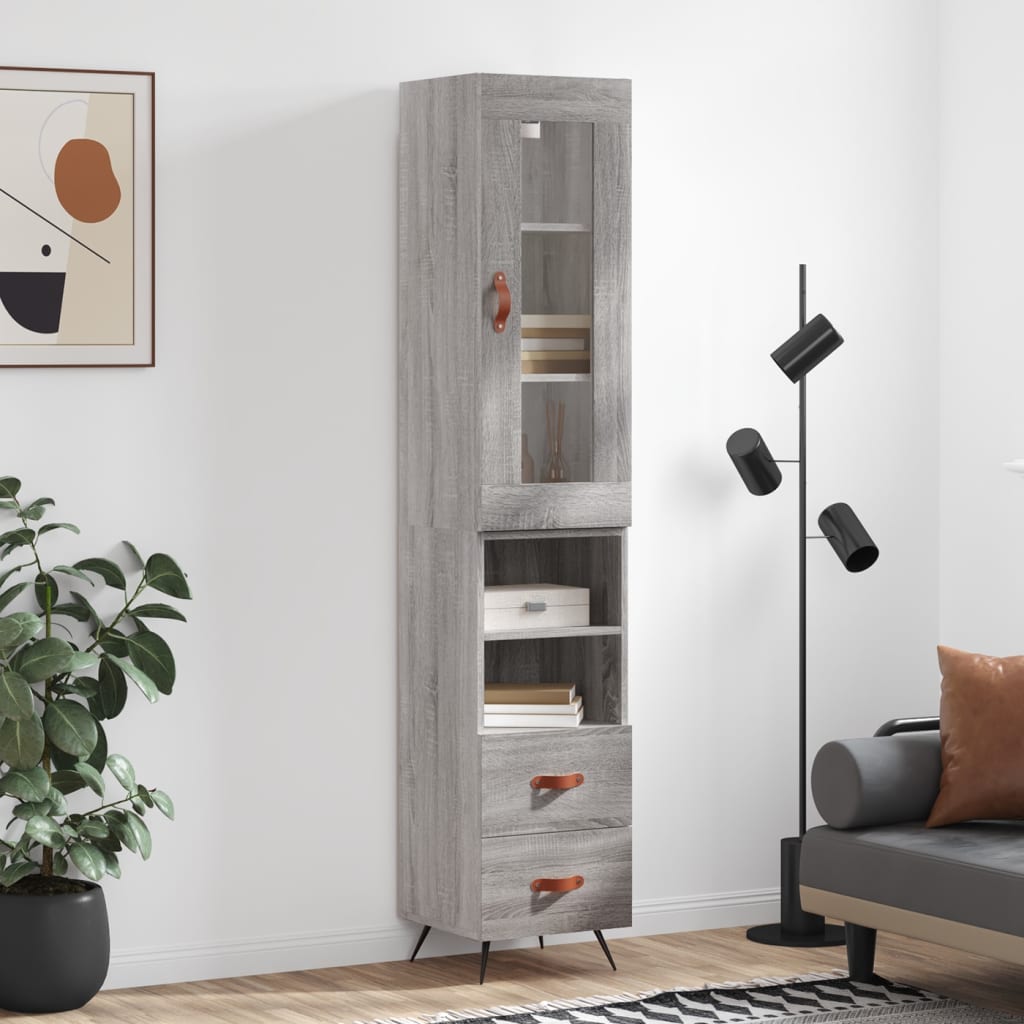 vidaXL Highboard Grey Sonoma 34.5x34x180 cm Engineered Wood