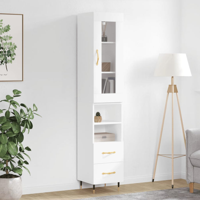 vidaXL Highboard White 34.5x34x180 cm Engineered Wood