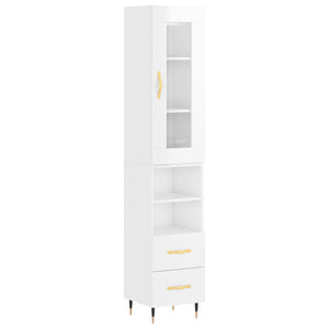 vidaXL Highboard High Gloss White 34.5x34x180 cm Engineered Wood