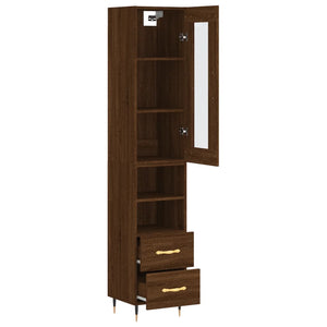 vidaXL Highboard Brown Oak 34.5x34x180 cm Engineered Wood