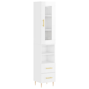 vidaXL Highboard High Gloss White 34.5x34x180 cm Engineered Wood