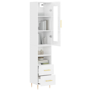 vidaXL Highboard High Gloss White 34.5x34x180 cm Engineered Wood