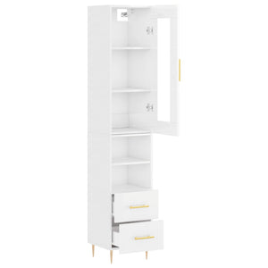 vidaXL Highboard High Gloss White 34.5x34x180 cm Engineered Wood