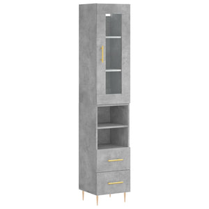 vidaXL Highboard Concrete Grey 34.5x34x180 cm Engineered Wood