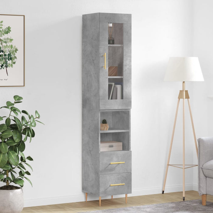 vidaXL Highboard Concrete Grey 34.5x34x180 cm Engineered Wood