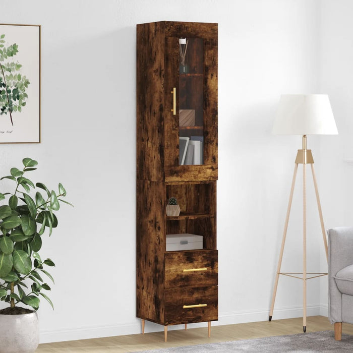 vidaXL Highboard Smoked Oak 34.5x34x180 cm Engineered Wood