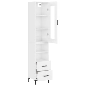 vidaXL Highboard High Gloss White 34.5x34x180 cm Engineered Wood