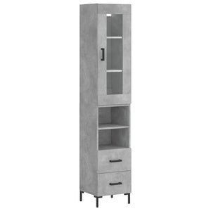 vidaXL Highboard Concrete Grey 34.5x34x180 cm Engineered Wood