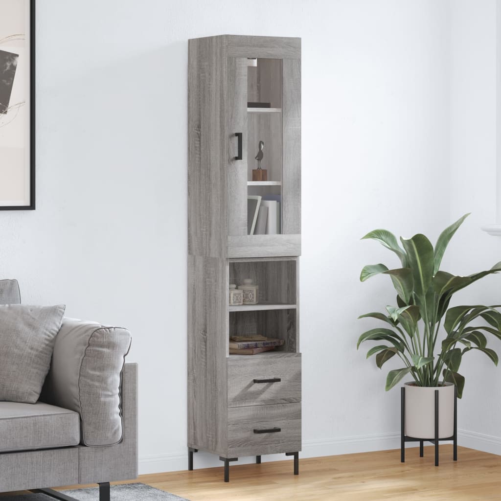 vidaXL Highboard Grey Sonoma 34.5x34x180 cm Engineered Wood