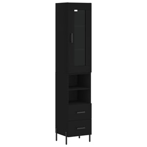 vidaXL Highboard Black 34.5x34x180 cm Engineered Wood