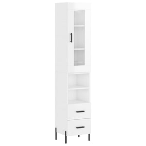 vidaXL Highboard High Gloss White 34.5x34x180 cm Engineered Wood